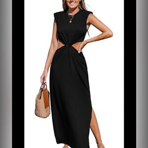Black Sleeveless Dress with Cutouts